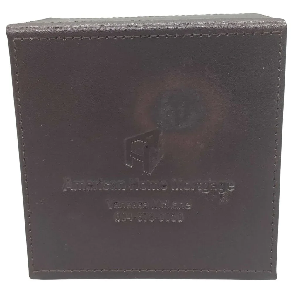 Cutter & Buck Leather Coaster Set of 6 American Home Mortgage Storage Box‎